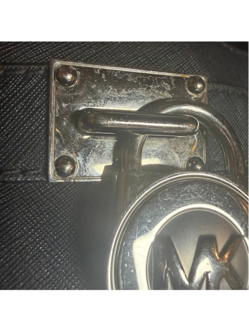 Michael Kors Hamilton Black Saffiano Leather Satchel Handbag Lock Key Strap - Picture 3 of 16